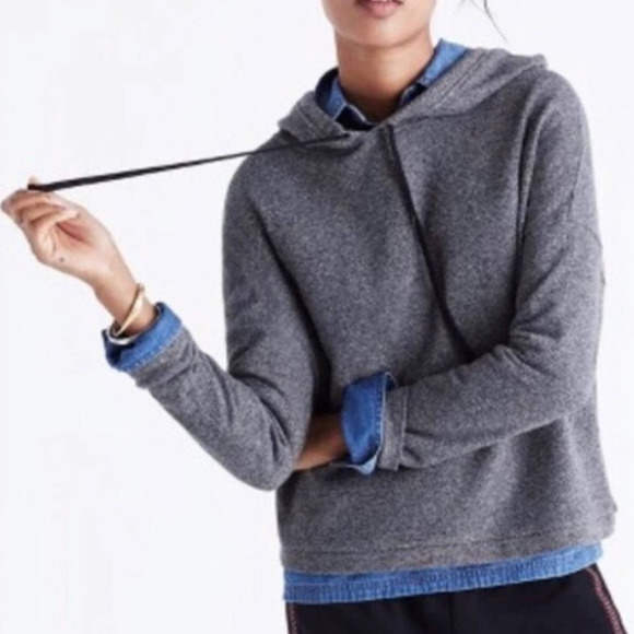 Madewell Tops - Madewell NWOT Heathered Charcoal Gray Knit Tone Hoodie Sweatshirt Size XS
